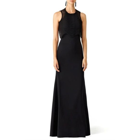 Badgley Mischka Dresses & Skirts - Badgley Mischka “Jennifer” Wave Sleeveless Popover Dress in Black – Size 12